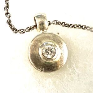 NWT Sterling with zircon crystal necklace. Marled 925 16” chain length
